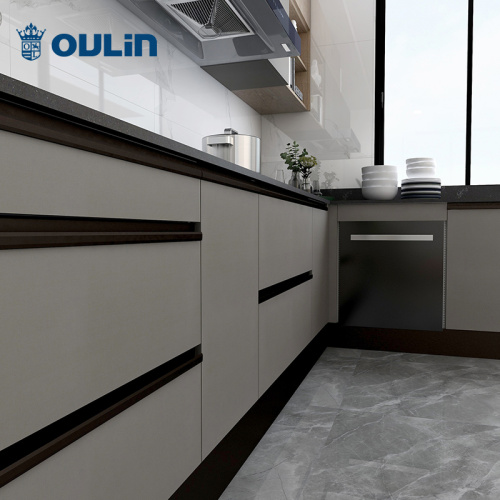 Melamine Cabinets Modern minimalist gray kitchen solid wood kitchen cabinet Factory