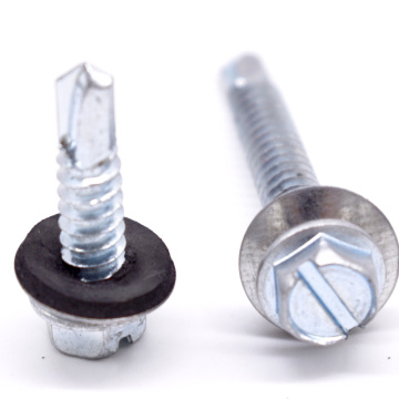 Tornillos auto -perforador de cabeza hexadecimal chapada en zinc
