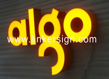 wall hang outdoor yellow acrylic face sign stainless steel 3d alphabet letter