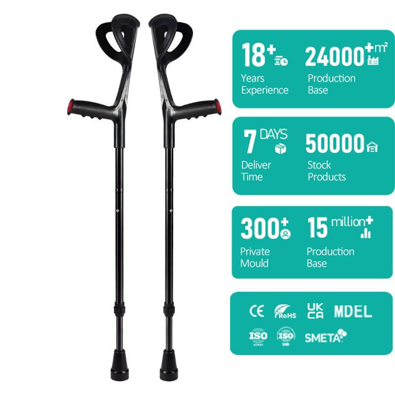 Young People's Non-Slip Double Elbow Crutches Folding Medical Rehabilitation Walkers for Fracture Recovery1