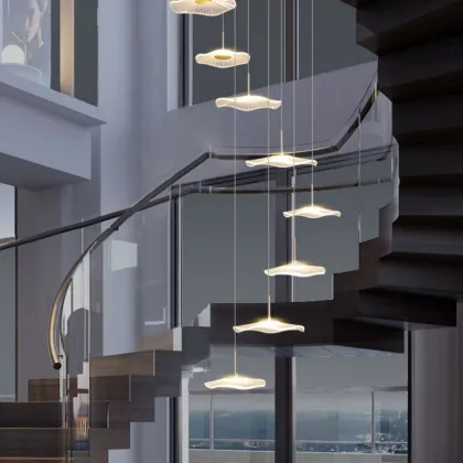 Exquisite Lotus Leaf Duplex Building Pendant Light