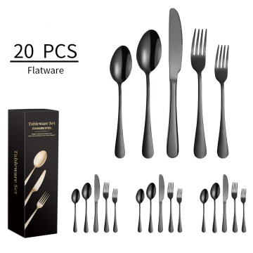 Factory Direct Selling 1010 Tableware Set - Knife, Fork, Spoon, Tea Spoon, 20Pcs S/S 430 Gift Box