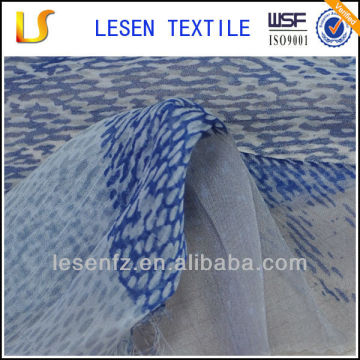 Lesen Textile blue printed crinkle chiffon fabric