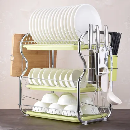 Stainless Steel Kitchen Bowl Plate Dish Storage Rack