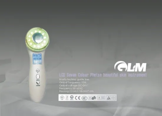 Portable 10w Ultrasonic Lcd Seven Colour Photon Beautiful Skin Facial Beauty Equipment