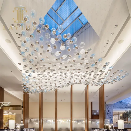 Blue Globe Decoration Banquet Hall Chandelier Lighting