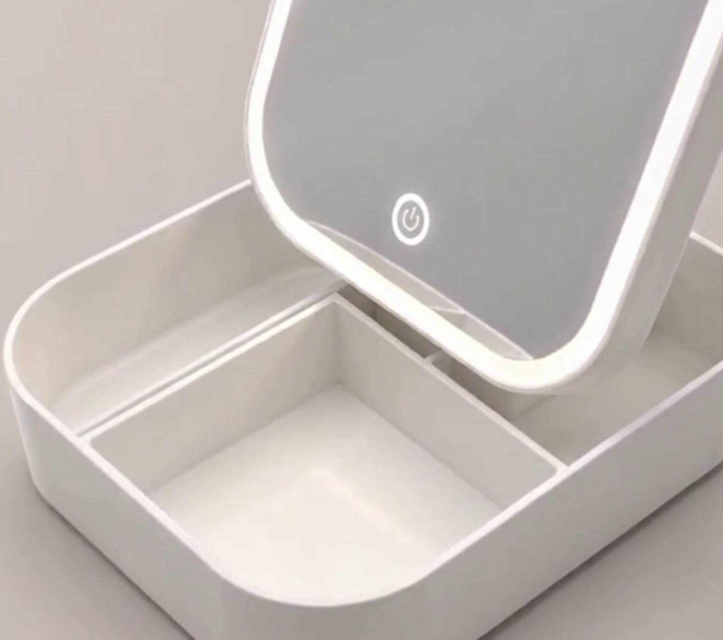Foldable LED touch screen makeup mirror