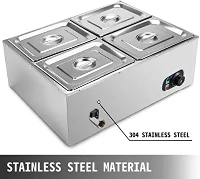 Kitchen Commercial 6 Bain Marie Food Warmer Electric Stainless Steel Buffet Bain Marie Station