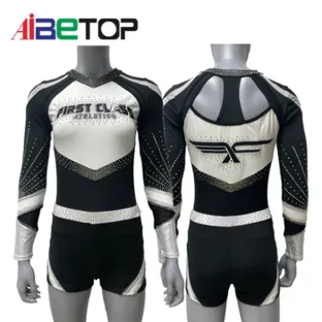 Uniforme de torcida de manga longa preta personalizada