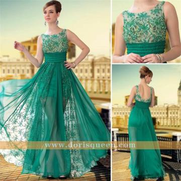 transparent wear embroidery tulle green formal dresses, prom dresses