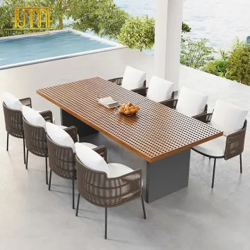 Teak Garden Furniture: 10 Seater Outdoor Dining Table and Chairs