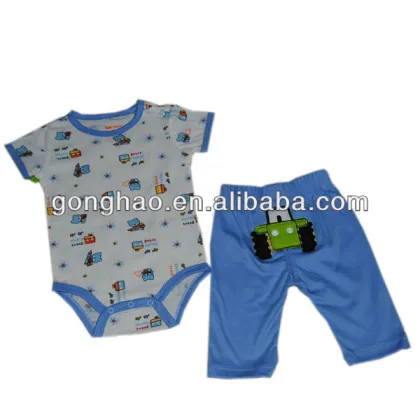 100% cotton baby clothing sets with cute embroidery