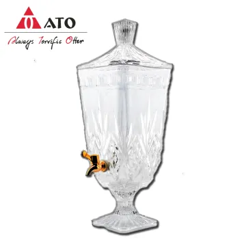 Embossed Glass Jar Juice Glass Beverage Dispenser