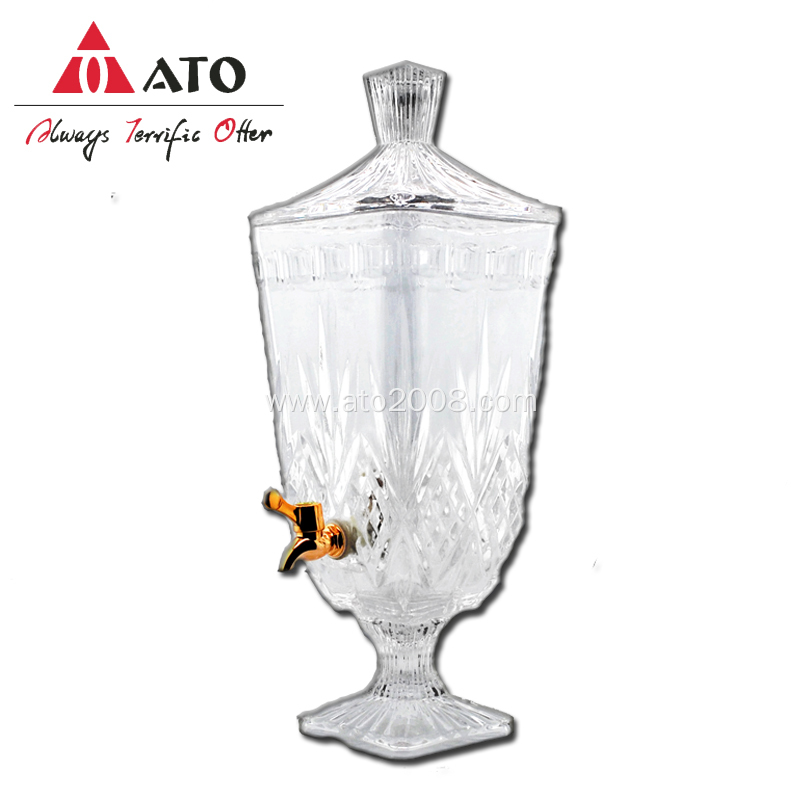 Embossed Glass Jar Juice Glass Beverage Dispenser