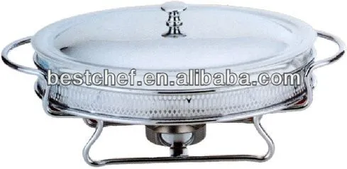 Oval food warmers with chorme line stand