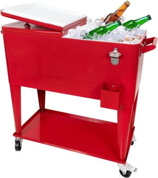 80 Quart Outdoor Waterproof Ice Chest Cooler Box with Wheels