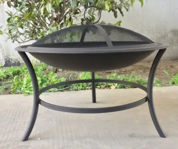 30" Outdoor Wood Burning Brazier Round Fire Pit Fire Bowl with Removable Cooking Grill