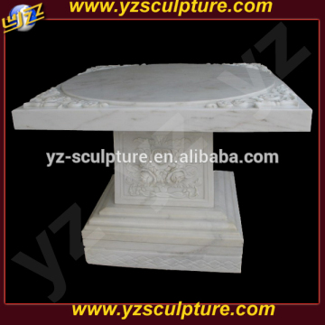 hand carved white marble square table for garden decoration