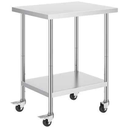 Stainless steel kitchen work tables on wheels