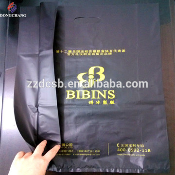 Custom printed patch handle hdpe die cut plastic bag with side gussets for promotion