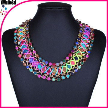 2015 hot sale female jewelry punk style hand woven chain necklace