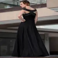DORISQUEEN Sexy Black Plus Size Evening Formal Maxi Dress