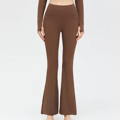 Flared Gym Push-up Yoga Pants for Women: Casual Stretch Buttocks Flared Pants