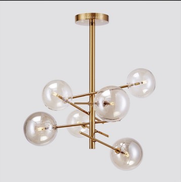 Candelera de vidrio de frijoles mágicos posmodernos - 6 luces iluminación colgante