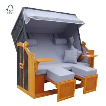 Best-Selling 3-Seater Outdoor Swing Beach Chair – Fashionable Wooden Camping Sunbed