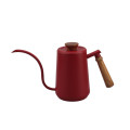 Red Hand Drip Kettle With Wooden Handle