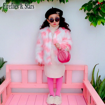 Winter thick girls warm coat baby jacket kids coat children fashion outwear toddler streetwear faux fur cow pattern 2 to 12 yrs