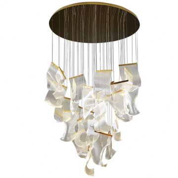 LED Chandelier Light: Duplex Rotating Staircase Postmodern Pendant Lamp for Dining and Living Rooms