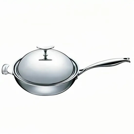High Quality Stainless Steel Wok Induction 3 Ply Frying Pan for Kitchen Cooking