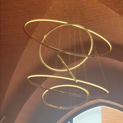 Etl Cetl Hoop Circular Shape Luxury Customized Size Italian Modern Wooden Chandelier Lighting