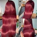 Long Burgund Red 13x4 Lace Front Hukumar gashi Wig Brazil Lace Hd Brazil