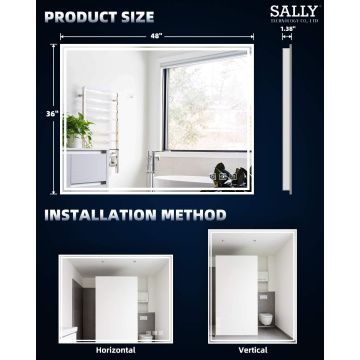 SALLY Dimmbarer wandmontierter Touch-LED-Badezimmer-Schminkspiegel