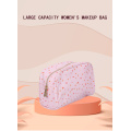 Cross print PU twill makeup bag