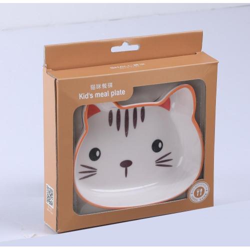 Bol de service en plastique mélamine durable pour enfants en forme de chat