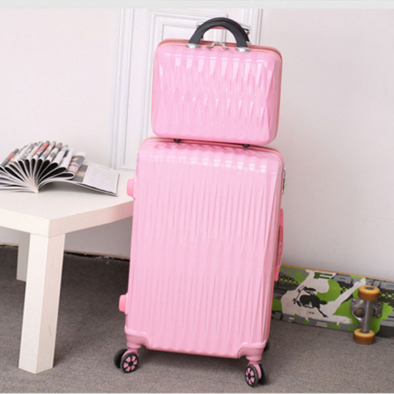 pink luggage