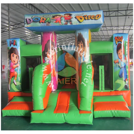 2017 Aier Dora inflatable bouncer combo with obstacles/hot sale inflatable jumping castle