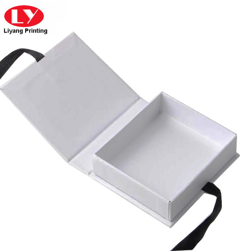 White Rigid Magnetic Folding Box Ribbon Closure