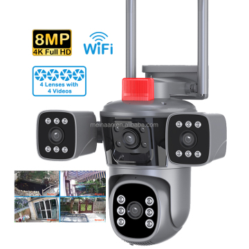 2024 New Four Lenses Wireless WiFi Smart Home Video Surveillance PTZ IP Camera