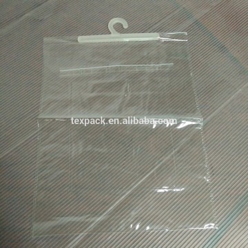 Clear PVC heat seal bags with hanger for beddings/clothes/garments/towels