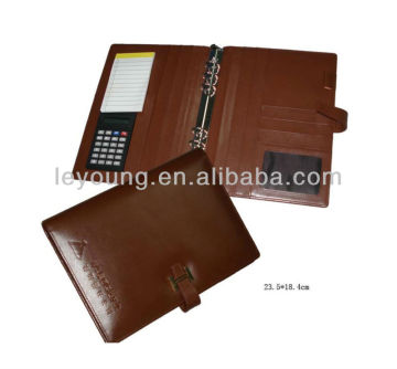 A5 leather organizer cover with calculator