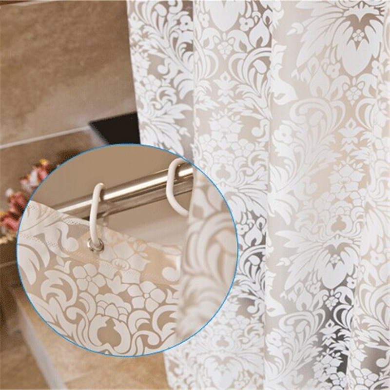 Damask Floral Shower Curtain PEVA Bathroom Curtains Thick Polyester Butterfly Bath Curtain Waterproof Mouldproof Cortina