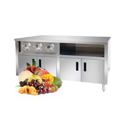 Stainless Steel Commercial Kitchen Island Cup Dispenser Work Bench with Wheels