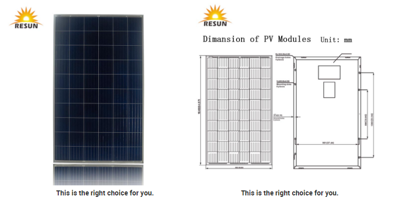 Panel Solar 170w 12V Poly RESUN policristalino fotovoltaico