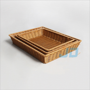 Rectangular rattan bread basket for storage