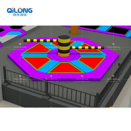 Indoor Playground Trampoline Park: Jumping Mat Zone with Rope Course Interactive Game Systems
