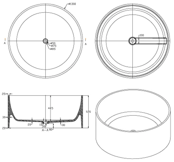 White Circular Pure Acrylic Bathtub Lowes